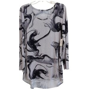 Soma LL Soft Jersey Shirt Tail Tunic Vapor Excalibur Gray Smoke Print Medium NWT
